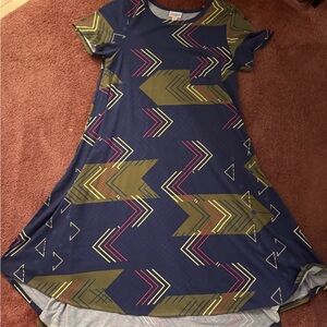 LuLaRoe Navy and Gold Geometric Dress